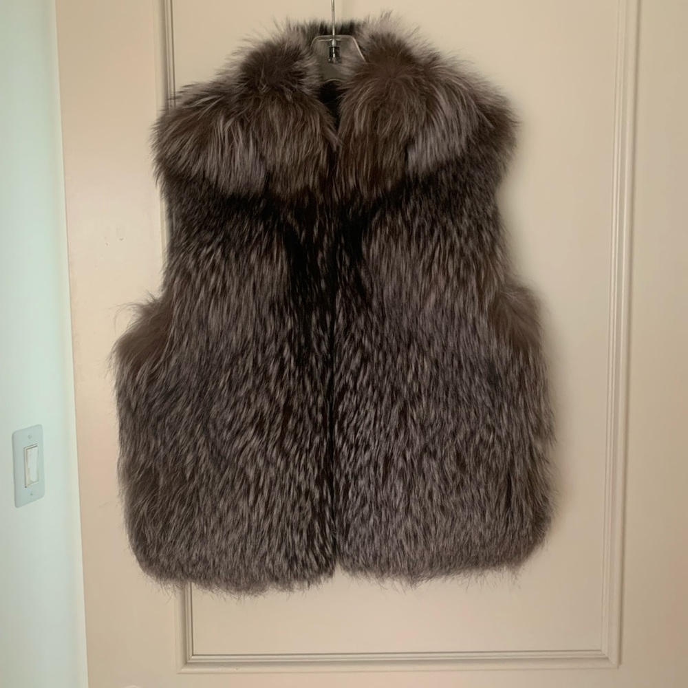 Real silver fox fur vest.